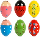 SallyFashion 6 PCS Wooden Shaker Eggs für Kleinkinder, Egg Maracas Percussion Shakers Musikinstrumente für Party Favors Goodie Bag Stuffers Klassenzimmerpreise