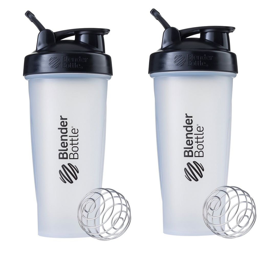 BlenderBottle Classic Shaker Bottle Perfekt für Protein Shakes und Pre Workout, 28oz,Clear/Black (Pack mit 2)