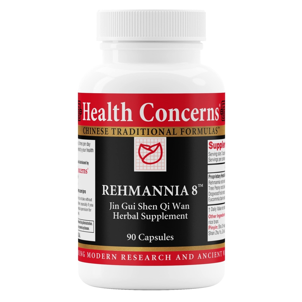 Health Concerns Rehmannia 8 - Kidney Cleanse Detox & Repair Supplement - Back Discomfort & Urinary Tract Health for Women & Men - Traditionelle chinesische Kräuterwurzelextrakt für Backaches - 90 Kapseln