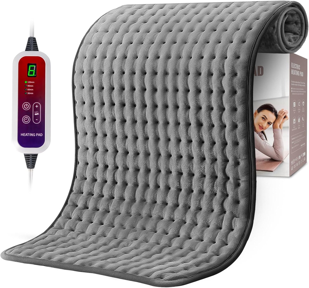Qfun Extra große Heizkissen für Rückenschmerzen Relief, 19.6"x39.3" XXL Schnelle Wärmekissen Hals und Schulter elektrische Heizkissen für Periodenkramps mit 6 Wärmeeinstellungen & Auto-Ausschalten,Weihnachtsgeschenke für Herren