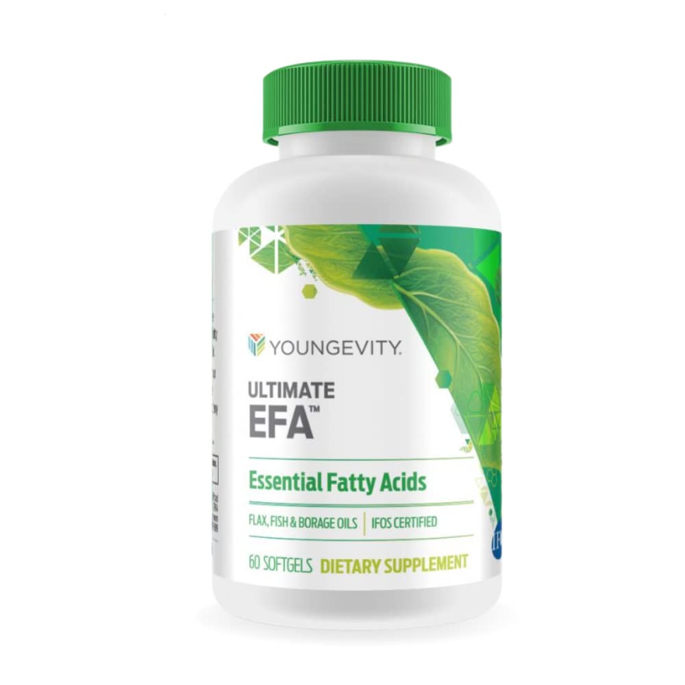 Youngevity Ultimate EFATM – Omega 3, 6 & 9 Supplement | Mischung aus Borage, Flax & Fish Oils | Unterstützt Herz, Gehirn & Gesamtgesundheit | 60 Weichgel