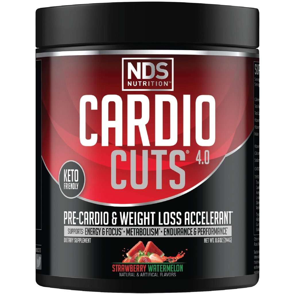 NDS Nutrition 4.0 Pre Workout Supplement - Advanced Weight Loss and Pre Cardio Formula mit L-Carnitin, CLA, MCTs, L-Glutamin und Safflower Oil - Erdbeerwassermelone (40 Servierungen)