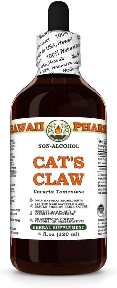 Hawaii Pharm Cat's Claw Alcohol-Free Extract, Glycerite für Joint Comfort, Immununterstützung, fördert Cellular Vitality, Eases Digestion, Hilft die Blutdruckbilanz - 4 fl.oz