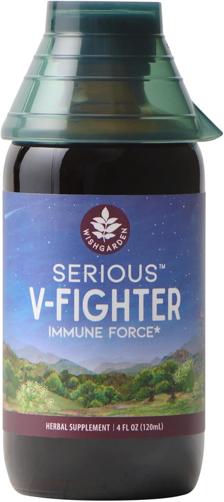 WishGarden Kräuter Serious V-Fighter - Plant-Based Herbal Rapid Immune Support & Respiratory Health mit OSHA & Goldenseal, Beruhigt Erfolge & Irritated Lunge, unterstützt optimale Körpertemperatur, 4oz
