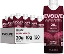 Evolve Plant Based Protein Shake, Berry Medley, 20g Vegan Protein, Immununterstützung, Vitamin C & Zink, Dairy Free, Keine künstlichen Süßungsmittel, Non-GMO, 10g Fiber, 11oz, (12 Pack) (Formula May Vary)