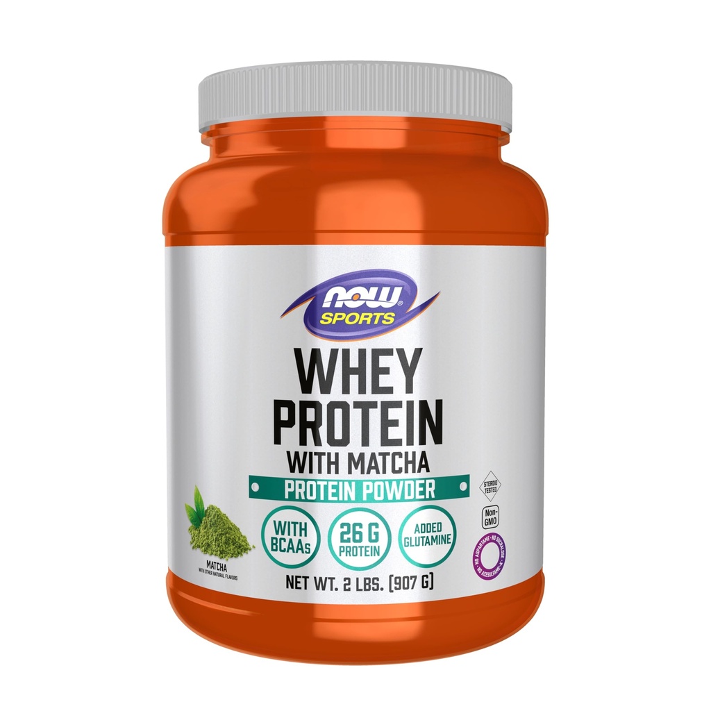 Now Sports Nutrition, Whey Protein, 24 G with BCAAs, Matcha Powder, 2-Pound