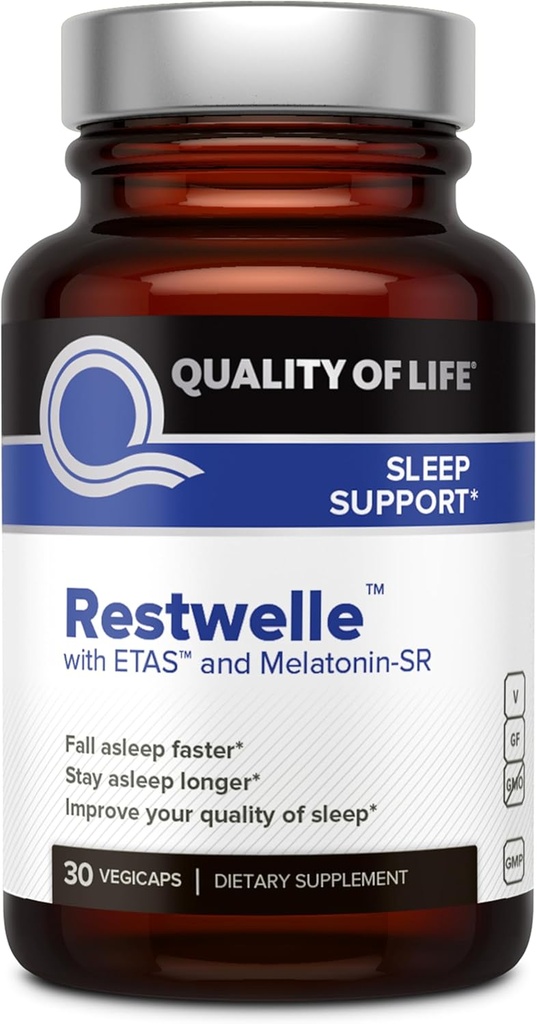 Lebensqualität - Restwelle – Premium Natural ETAS und Melatonin Supplement – Non Groggy Formula mit ETAS und Melatonin SR – Non Habit Forming – 30 Kapseln