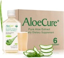 AloeCure USDA Organic Aloe Vera Juice Made innerhalb 12 Hrs of Harvest - Pure Aloe Juice Natürliche Verdauungsergänzung zur Unterstützung Verdauung, Immunsystem und Balanced Stomach Acidity, 6 x 500ml Flaschen