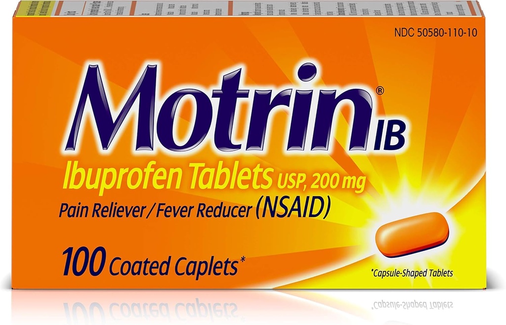 Motrin IB Pain Reliever Fever Reducer (NSAID) Ibuprofen Tabletten, 100 Zähler