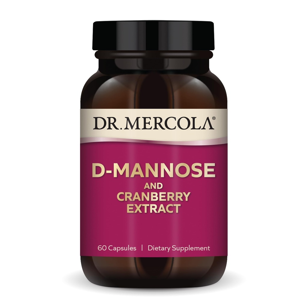 Dr. Mercola D-Mannose und Cranberry-Extrakt, 30 Portionen (60 Kapseln), Nahrungsergänzungsmittel, unterstützt Urinary Tract Health, Non-GMO