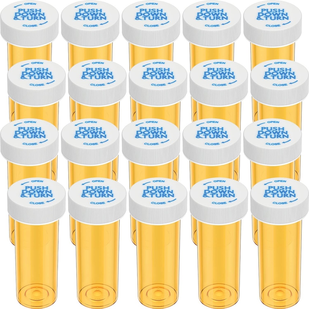 Leere Kunststoff Medizin Pillen Flaschen mit kinderbeständigen Kappen, 6 Dram kleine verschreibungspflichtige Medizin Container Reisen Pillen Vials klare Pillen Fall Organizer (20 Pack)