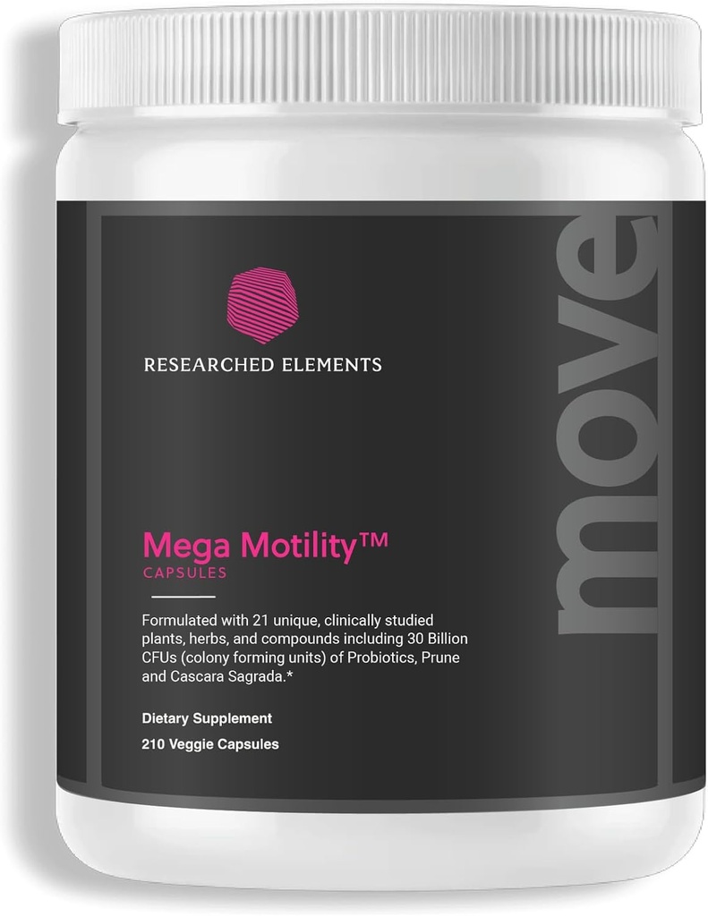 Mega Motility Digestive Health Supplement zur Förderung der GI-Motilität - Effektive und saubere Kräuter-Präbiotikum/Probiotische Formulierung - Hilft, Verstopfung, Gas und Bloating zu reduzieren (Capsule, 60 Veggie Caps)