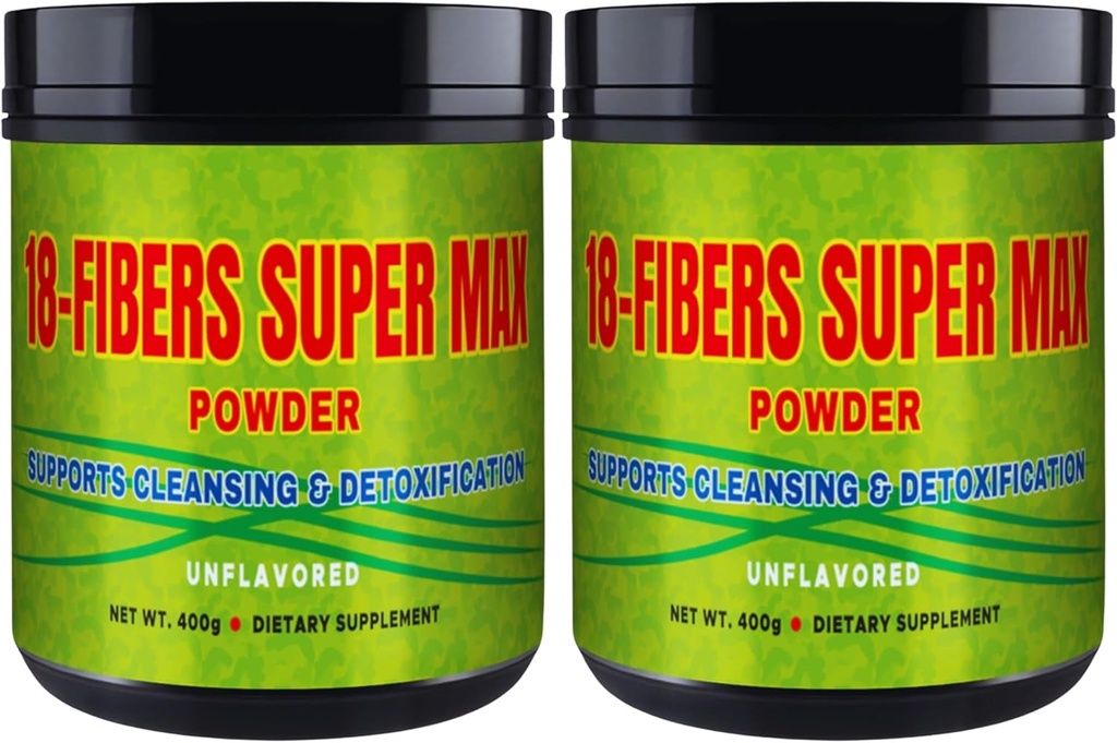 FIBRA 18 Super MAX Powder (18 Fibers) - 400g - Nahrungsergänzung - Unterstützt Reinigung und Entgiftung, Entflammt (2 Pack)