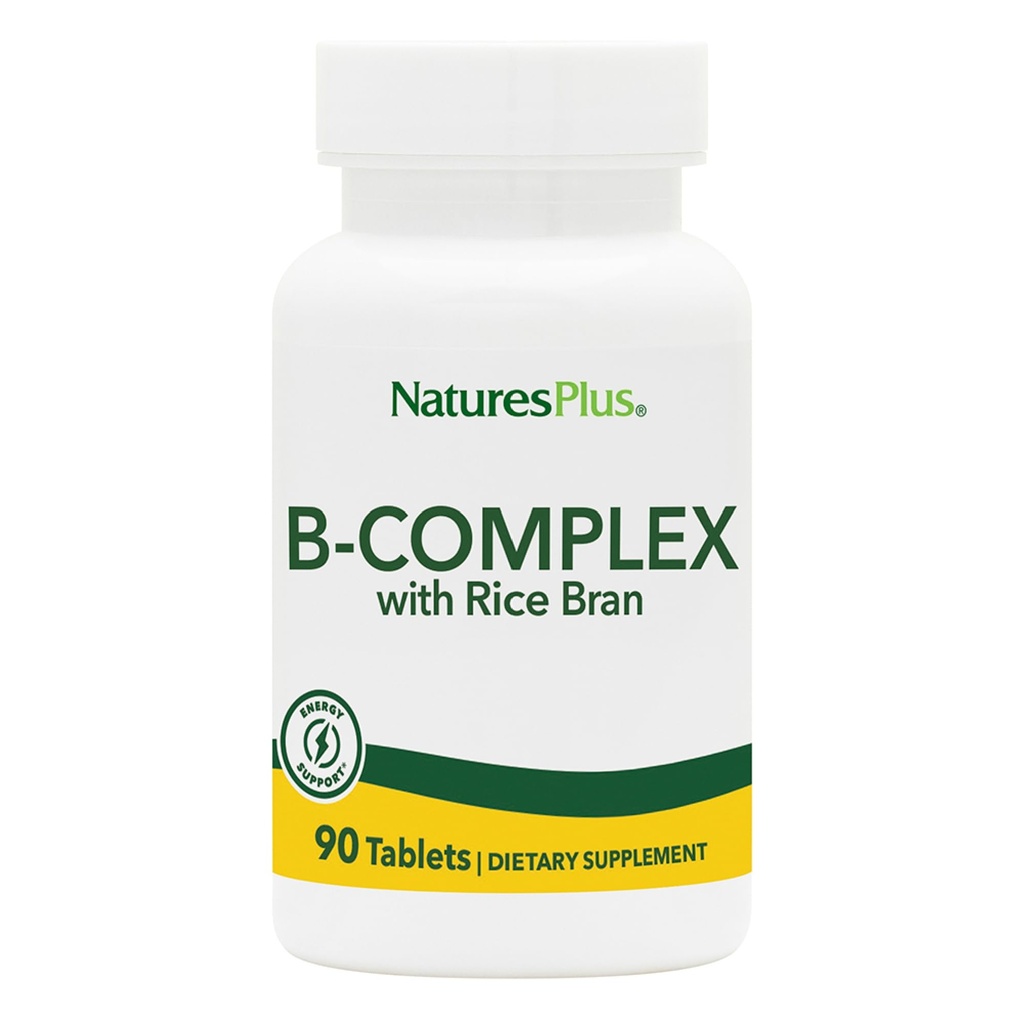 NaturesPlus B-Komplex mit Reisbran - 90 Tabletten - Vegetarisch, Glutenfrei - 90 Portionen