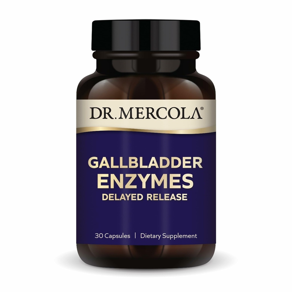 Dr. Mercola Gallbladder Enzyme - Gallbladder & Digestive Health Support - Inklusive Pankreasprotease, Amylase & Lipase - Non-GMO, Gluten-Free & Soy-Free - 30 Delayed Release Capsules (30 Servings)