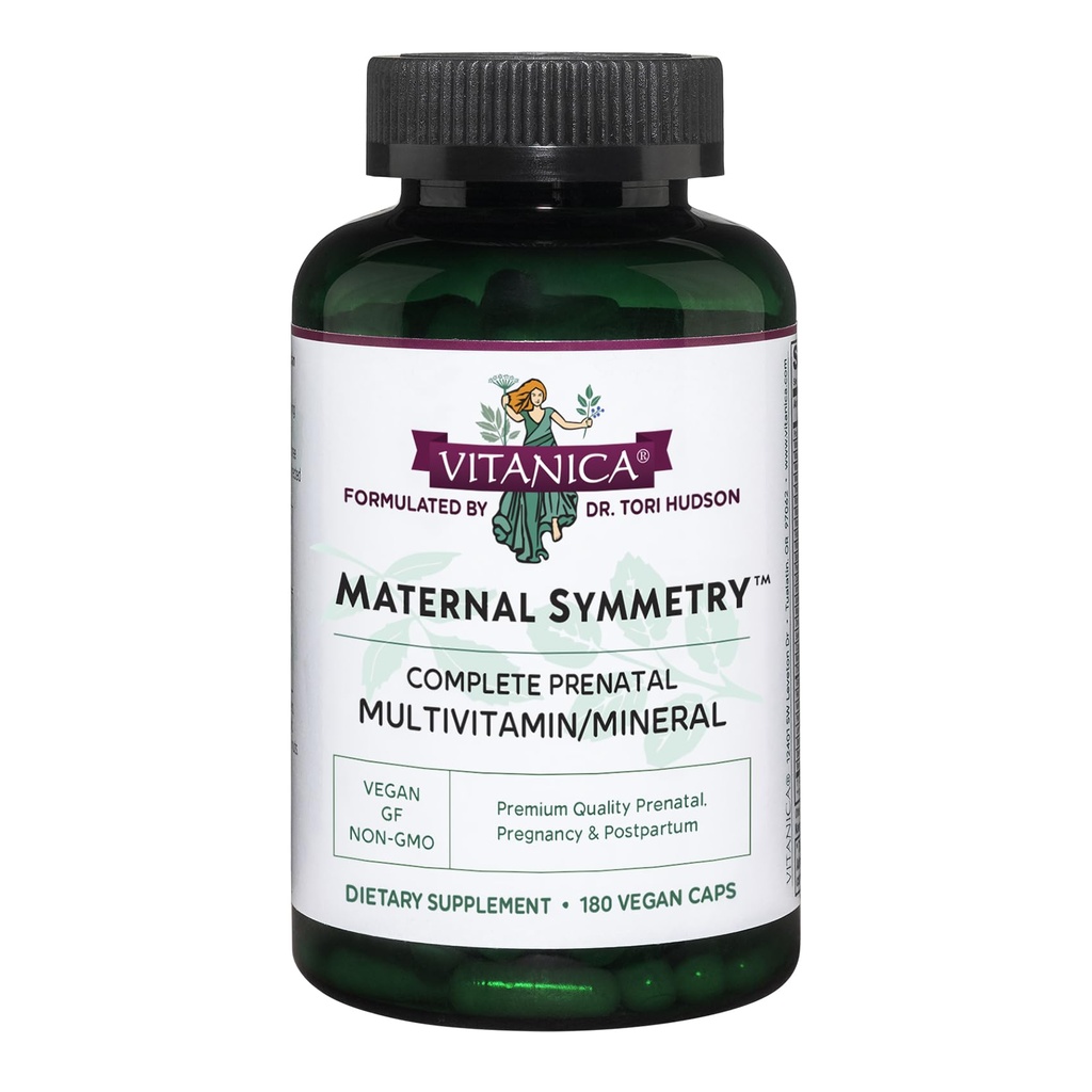 Vitanica Maternal Symmetrie, Pränatale und postnatale Vitamine, Vegan, 180 Kapseln