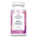 HERITAGE STORE Black Seed Oil Liquid Capsules 650mg, Nigella Sativa Ölergänzung mit Thymochinon, Omega 3 6 9, Antioxidans, Cholesterol, Digestive, Joint & Immune Support*, Vegan, 45 Serv, 90ct