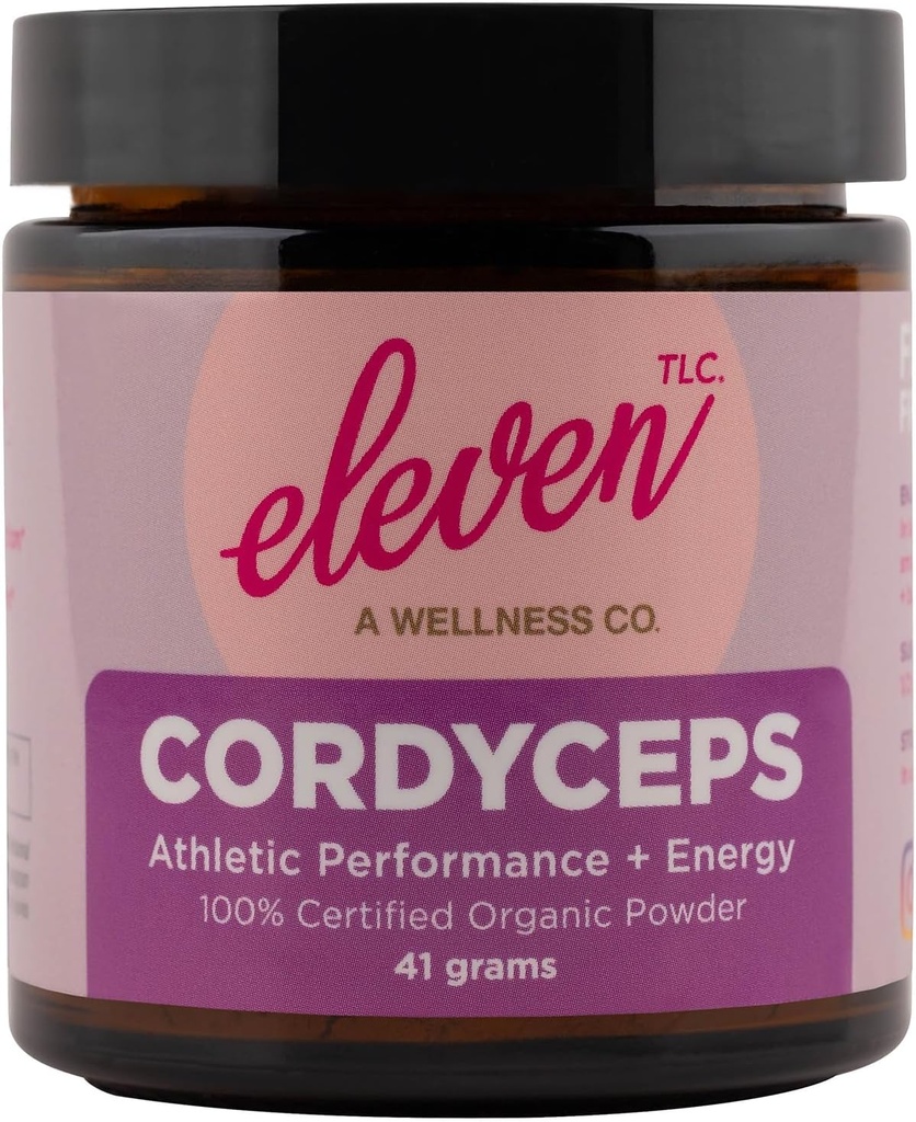 Eleven TLC - Cordyceps Pilzpulver | 100% Organic | Athletic Performance + Energy | US Grown | GMO Free | Non - Reactive Glass Container | 41g | 20 Portionen