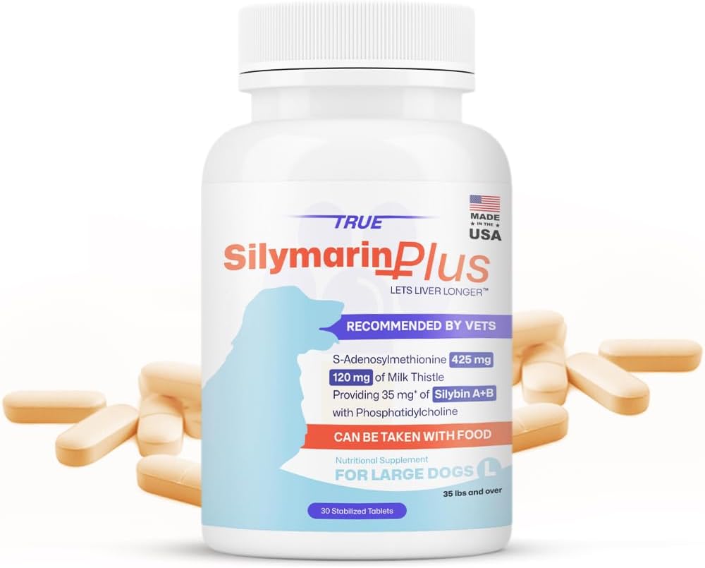 Liver Support & Health Supplement für große Hunde – (Milk Thistle Dogs) Silymarin & Silybin Formula, (Same), S-Adenosylmethionine, 30 Tabletten für Leberentgiftung & Unterstützung für Hunde