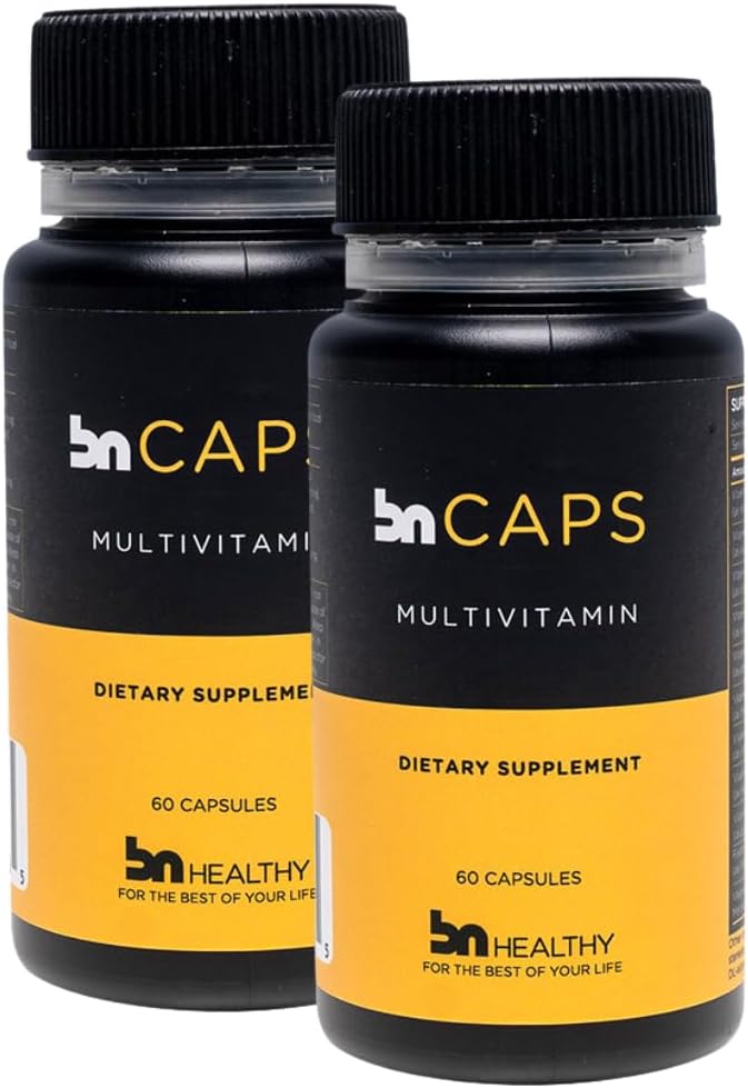 BN Caps - Multivitamin Capsule mit 22 essentiellen Nährstoffen: Vitamine A, B-6, B-12, C, D3, E, K, Biotin, Eisen & Zink, Unterstützt Männer & Frauen Gesamtgesundheit, 120 Kapseln, 120 Tage Versorgung (2 Pack)