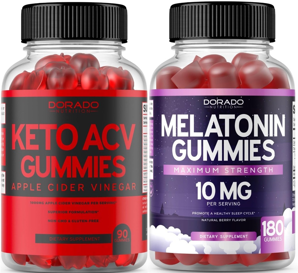 Keto ACV Gummies Advanced Weight Loss (90 Count) - Unterstützt gesunde Verdauung & Stoffwechsel - Melatonin für Erwachsene (180 Count) - Schnell lösen Melatonin 20mg Gummies - Non GMO, Vegan & USA Made