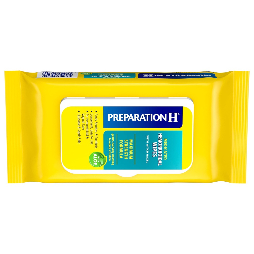 Vorbereitung H Hämorrhoid Flushable Wipes mit Hexenhazel für Haut Irritation Relief - 48 Zähler