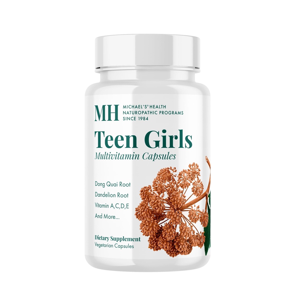 MICHAEL'S Health Naturopathic Programme Teen Girls Multivitamin - 60 Vegetarische Kapseln - Nährstoffe für gesundes Wachstum & Entwicklung - Kosher - 30 Servierungen