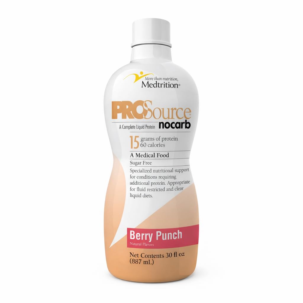 Flüssige Collagen Peptide Typ I, III 15 Gramm Protein pro Oz. |Prosource NoCarb Berry Punch Bottle Medtrition|