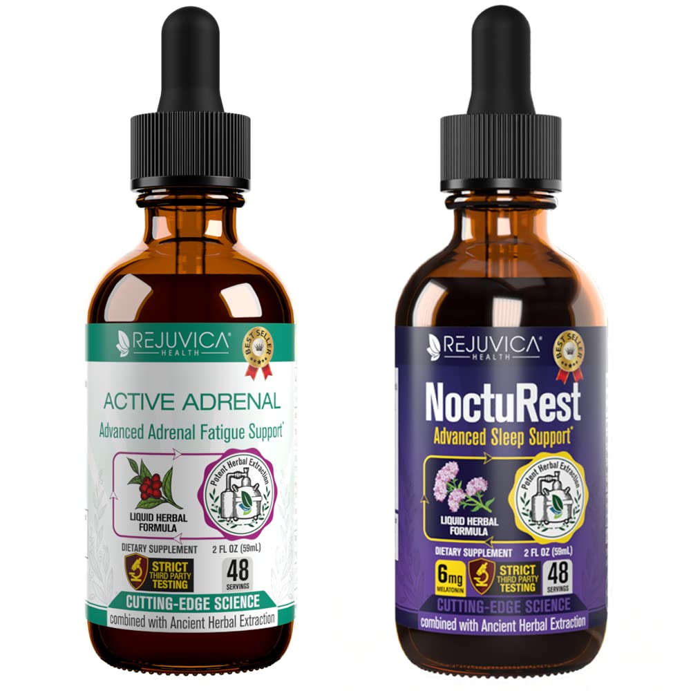 Active Adrenal + NoctuRest - Unterstützt Adrenal Health + Sleep- Liquid Lieferung für bessere Absorption - Rhodiola, Hops, Heilige Basilikum, Melatonin, Ashwagandha &amp; mehr!