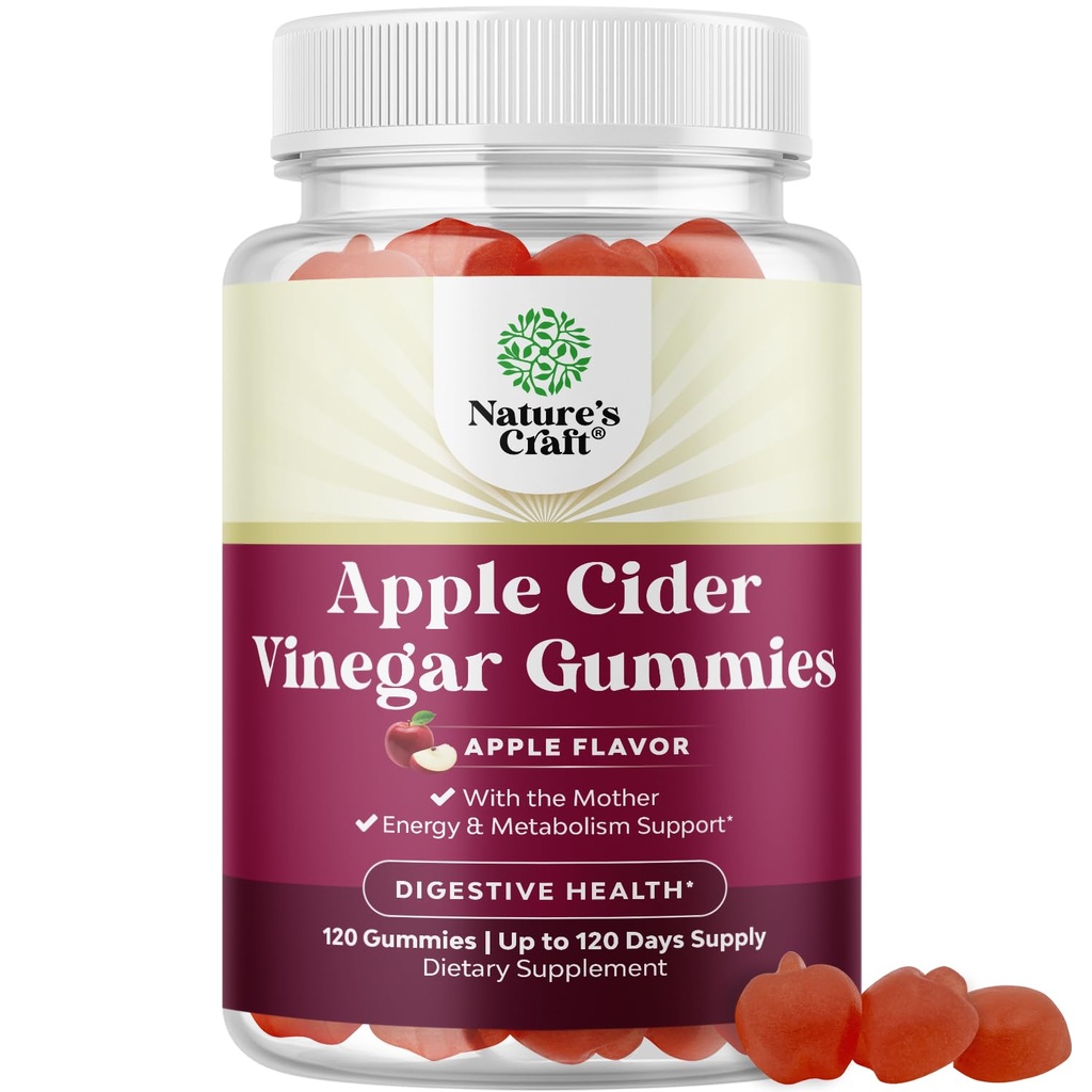 ACV Apple Cider Essiggummis - Natürliche Energie-Ergänzung ACV mit Mutter für Körper reinigen Immununterstützung und Gut Gesundheit mit Vitamin B12 und Rübenwurzel - 120 Zähler