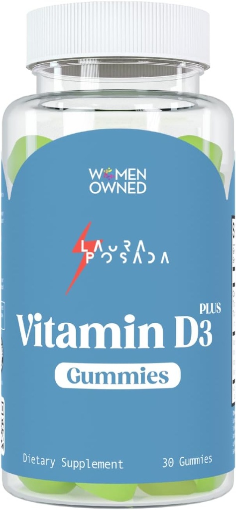 Laura Posada Vitamin D3 Plus Gummie 30 Count D3, A, K für Calciumabsorption, Menopause Immununterstützung, Knochen & Herz-Gesundheit, Hormon-Optimierung – Non-GMO Gluten Free 100% Natural Made in USA