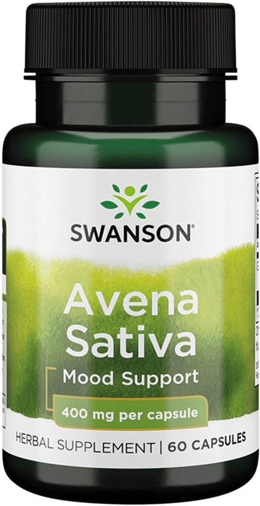 Swanson Full Spectrum Avena Sativa (Green Oat Grass) - Kräuterergänzung Förderung Nervous System Gesundheit - Natürliche Formel Unterstützung Gesamt Wellness - (60 Kapseln, 400mg Jeder)