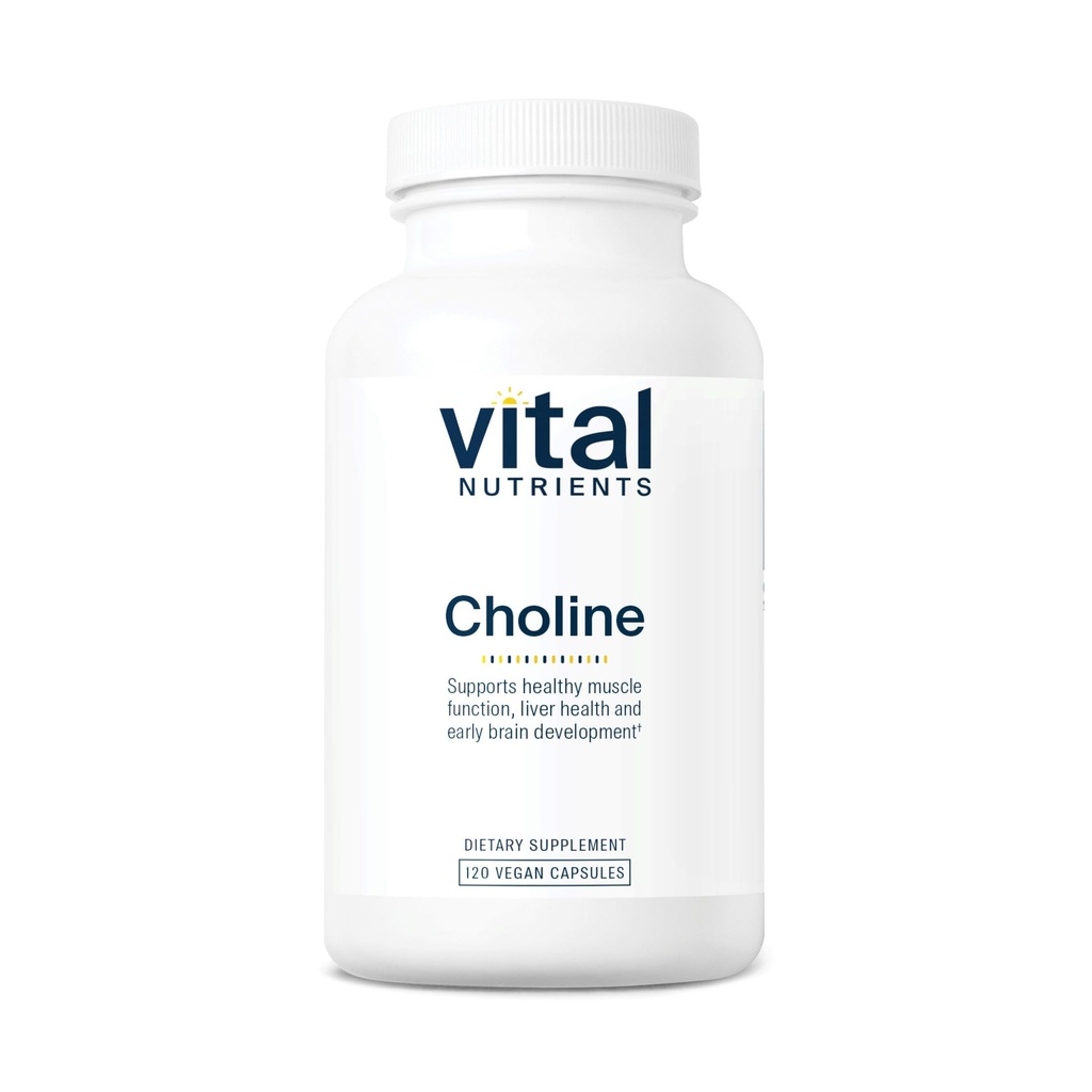 Vital Nährstoffe Choline 550mg | Vegan Choline Ergänzungen | 100% RDA für neurologische Entwicklung und Gesundheit* | Gluten, Dairy, Soy Free | Non-GMO | 120 Kapseln