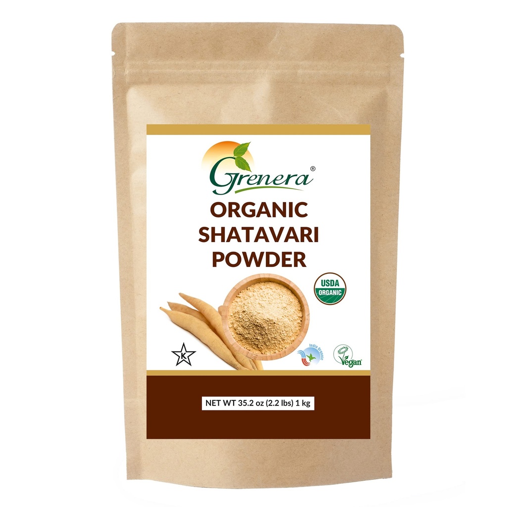 Grenera Organic Shatavari Powder 2.2 lbs (1 kg), Hergestellt mit USDA Certified Shatavari Root, Rejuvenate Herb, Spargel racemosus