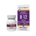 Superior Quelle No Shot Vitamin B12 Methylcobalamin (5000 mcg), B6, Folsäure, schnelle sublinguale Tabletten, 60 Ct, Energie erhöhen, gesundes Herz, Stoffwechsel steigern, Stressunterstützung, Nicht-GVO