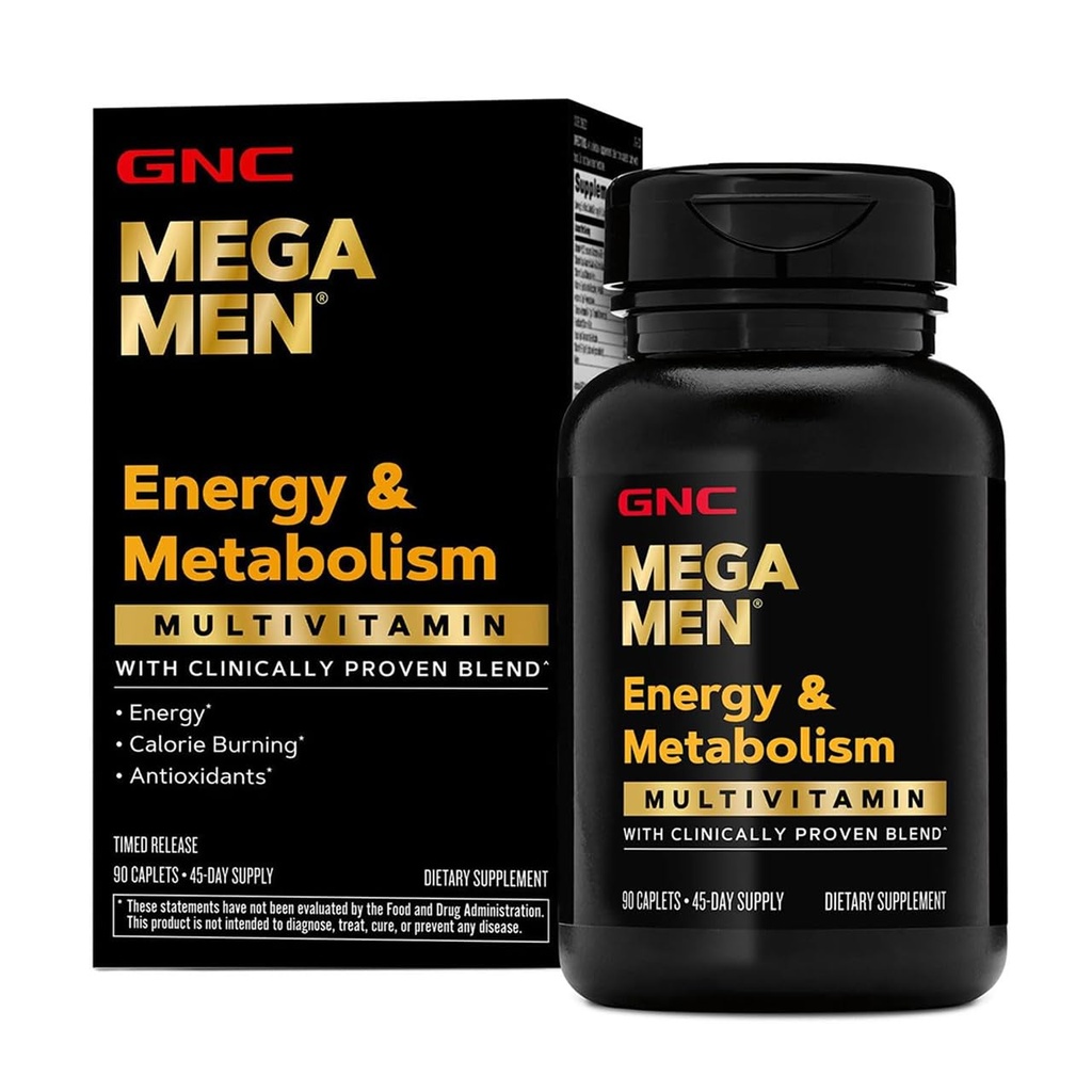 GNC Mega Men Multivitamin Caplets, Klinisch bewährt, um besser zu fühlen, Immununterstützung, Energieunterstützung, Antioxidantien, B Vitamine, Vitamin D-3, Timed Release, 90 Zählung, 45 Tage Versorgung