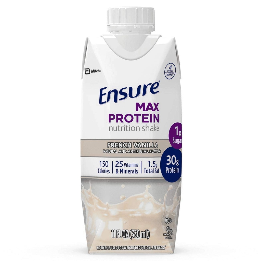 Vergewissern Max Protein Nutrition Shake French Vanilla 4 Kartons, Gesamtgewicht 44 fl oz
