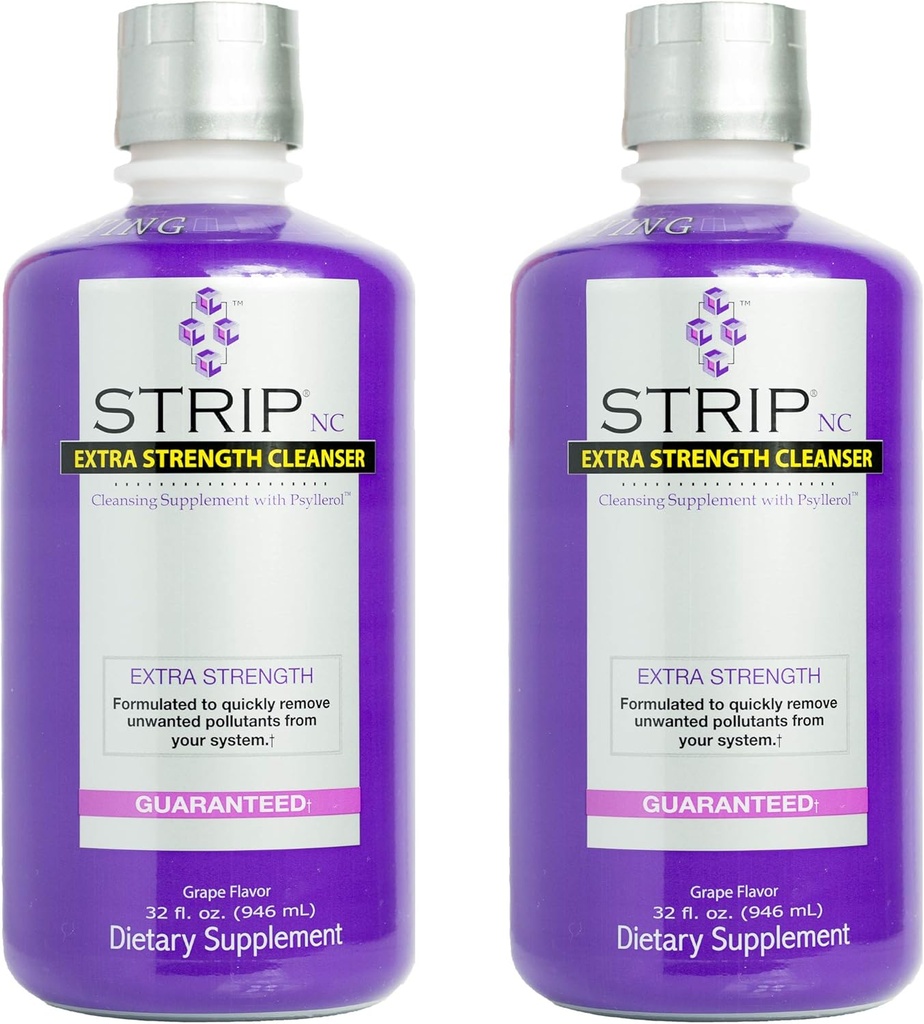 Wellgenix Strip NC Herbal Cleanse Detox Drink, Fast-Acting Body Detox, 32 Fl Oz, Premium Detoxifier für schnelle Flush Toxin Entfernung, Extreme Cleanse Detox, Grape Flavor Liquid Formula (Pack mit 2)