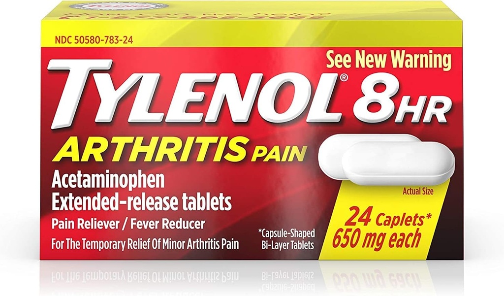 Tylenol 8 Hour Arthritis Schmerzlinderung - Acetominophen Extended-Release Tabletten, Schmerzlinderung / Fever Reducer, 24 Caplets, 650 Milligramm je (2-Pack)