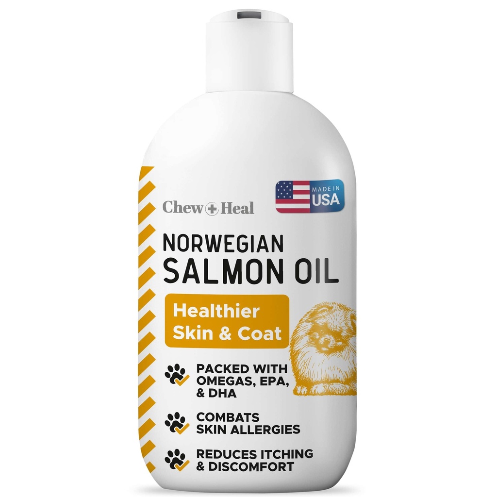 Lachsöl für Hunde - Premium Fischöl für Haut und Mantel Gesundheit - Omega 3 Supplement - Unterstützt juckende Haut - 8 Unze Flüssigkeit - Norwegisches Lachsöl - Essential Dog Supplement