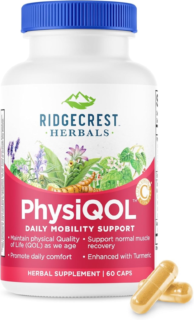 Ridgecrest Kräuter PhysiQOL, Kräuterergänzung mit Boswelia und Tumeric (60 Vegan Caps, 30 Serv)
