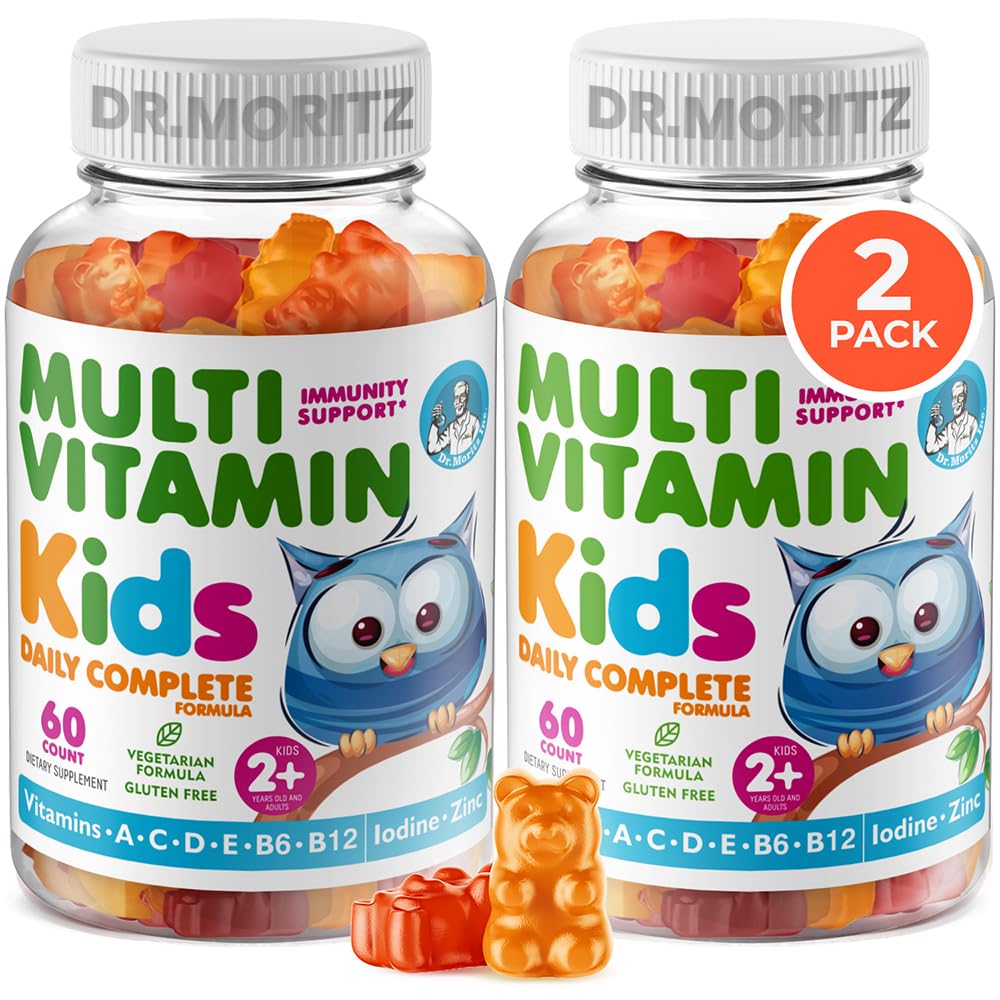 DR. MORITZ Kids Multivitamin Gummies - with Kids Vitamins A C D E B6 B12 Zinc and More - Complete Daily Support - Vegetarian and Non-GMO, 2 Pack (120 Count)