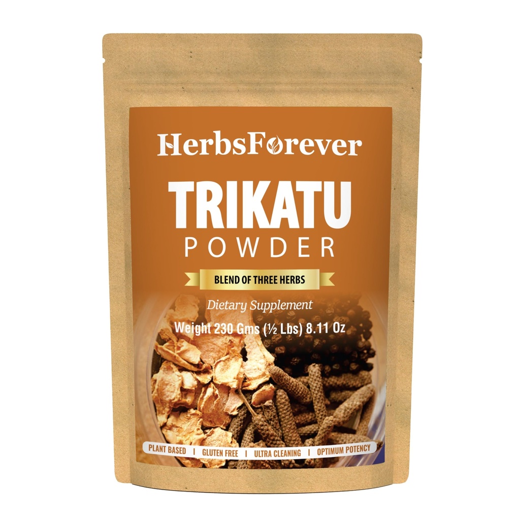 HerbsForever Trikatu Churna Powder – Ayurvedische Kräutermischung für Verdauungsunterstützung & Vata Balance, Non-GMO, Vegan, 230g | Natural Wellness Supplement