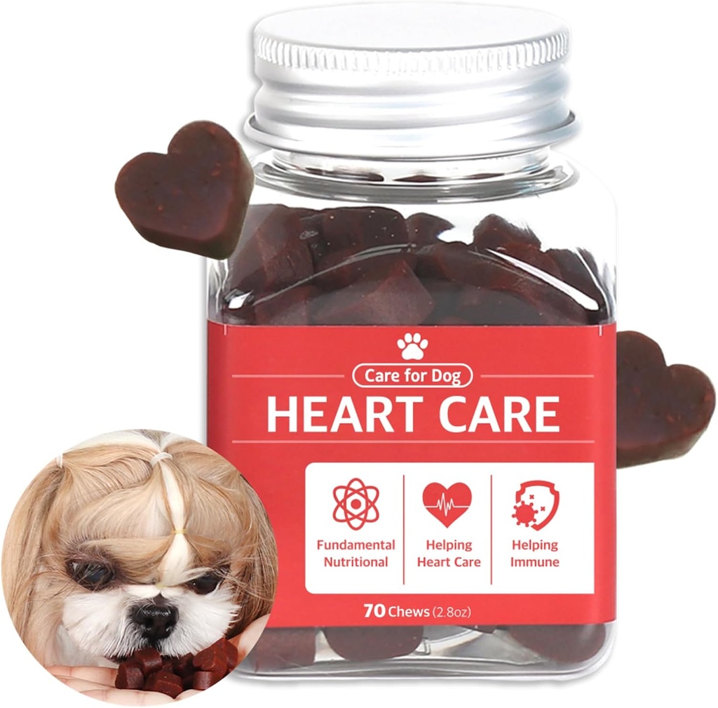Dr.by HeartUp Herzpflege-Ergänzungen für Hunde und Welpen – Weiche Kauen für Hunde mit Kolostrum, L-Carnitin und Coenzym Q-10-2.82 Unze (80g), 70 Cheese Flavored Soft Chews