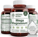 Natürliche Nutra Mega Magnesium 400mg Ergänzung - hohe Absorption Aminosäure Chelat, Citrat, Malate Blend für Muskelwachstum, Knochenstärke, Herzgesundheit, Nerve Unterstützung - 90 Kapseln (Pack von 3)