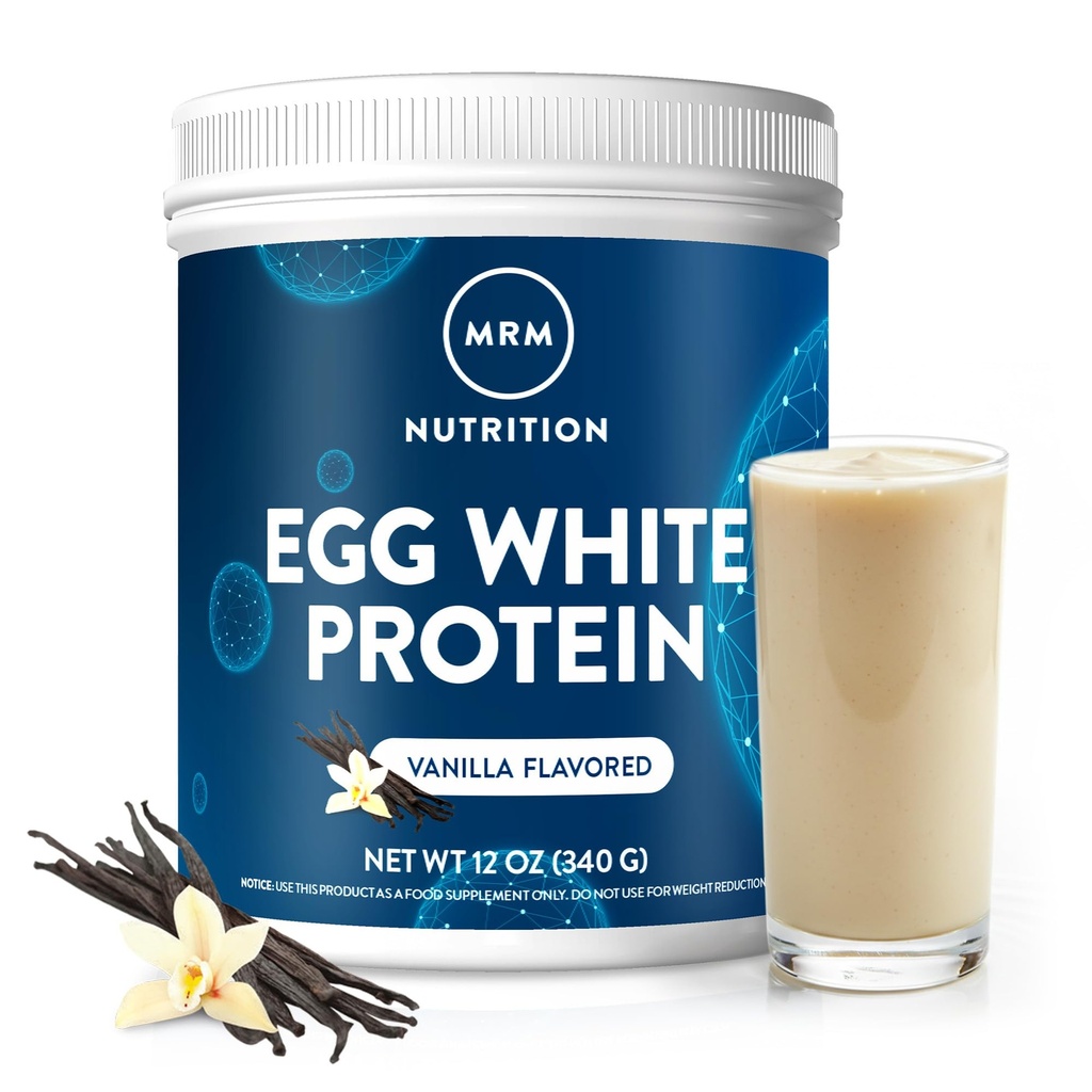 MRM Nutrition Egg White Protein | Vanilla Flavored | 23g fettfreies Protein | mit Verdauungsenzymen | Höchster biologischer Wert | Klinisch getestet | 10 Servicings