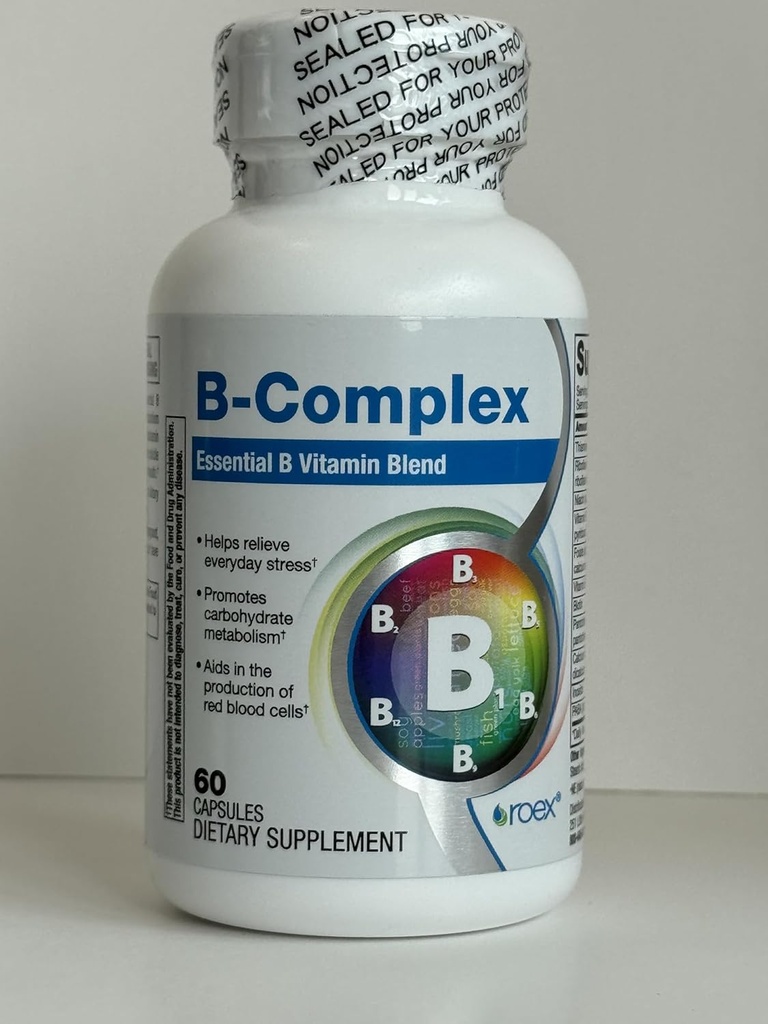 Roex Vitamine | B-Komplex | 8 B Vitamine | Biologische aktive Formen | Gehirn & Herz Gesundheit | Zelluläre Energie Stoffwechsel | Immununterstützung | 60 Zähler
