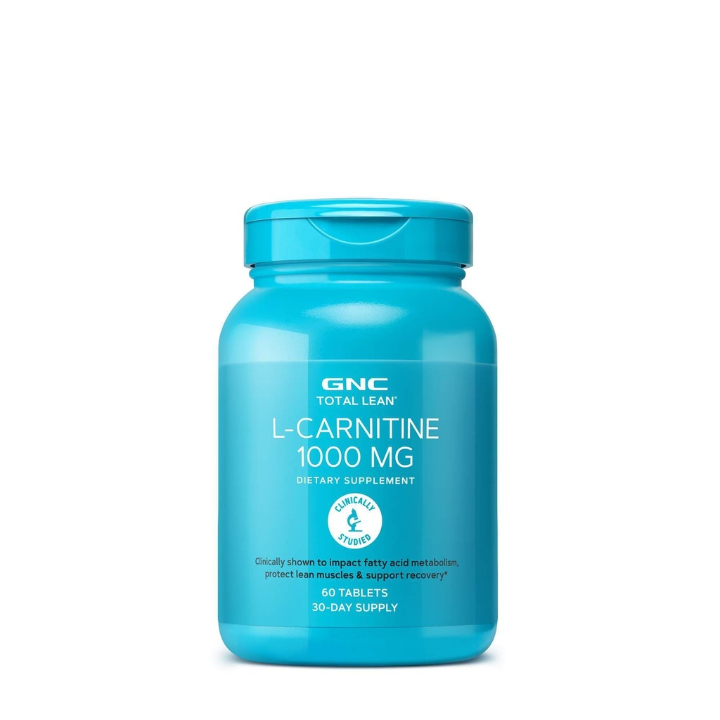 GNC Total Lean L-Carnitine 1000mg, 60 Tabletten, unterstützt Erholung und Lean Muskelwachstum