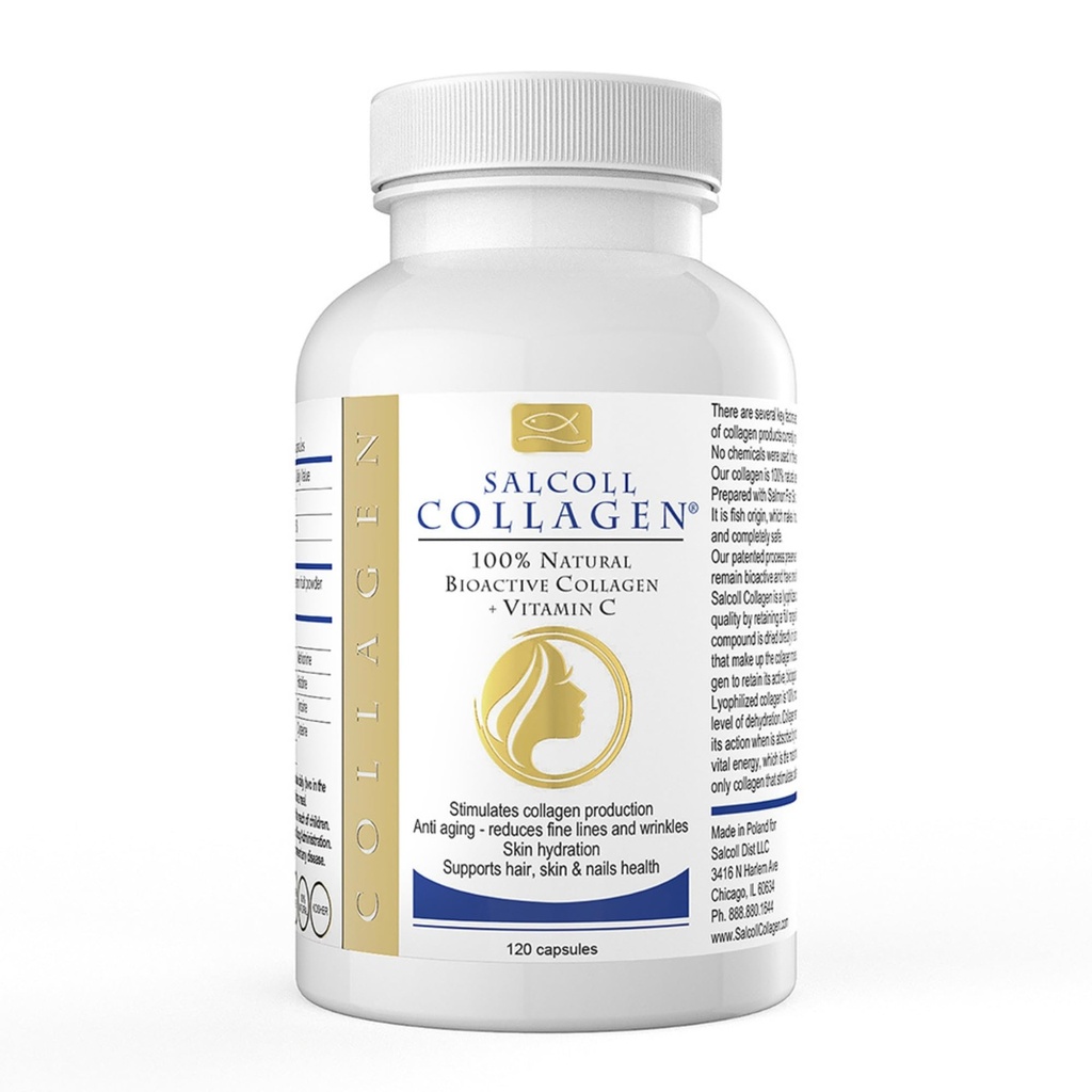 Salcoll Pure Marine Collagen Skin Capsules (120 Count) – Anti-Aging-Ergänzung für Frauen & Männer, Boosts Collagen, Reduziert Falten, unterstützt Haut, Haare & Nägel mit Hydration & Nourishment