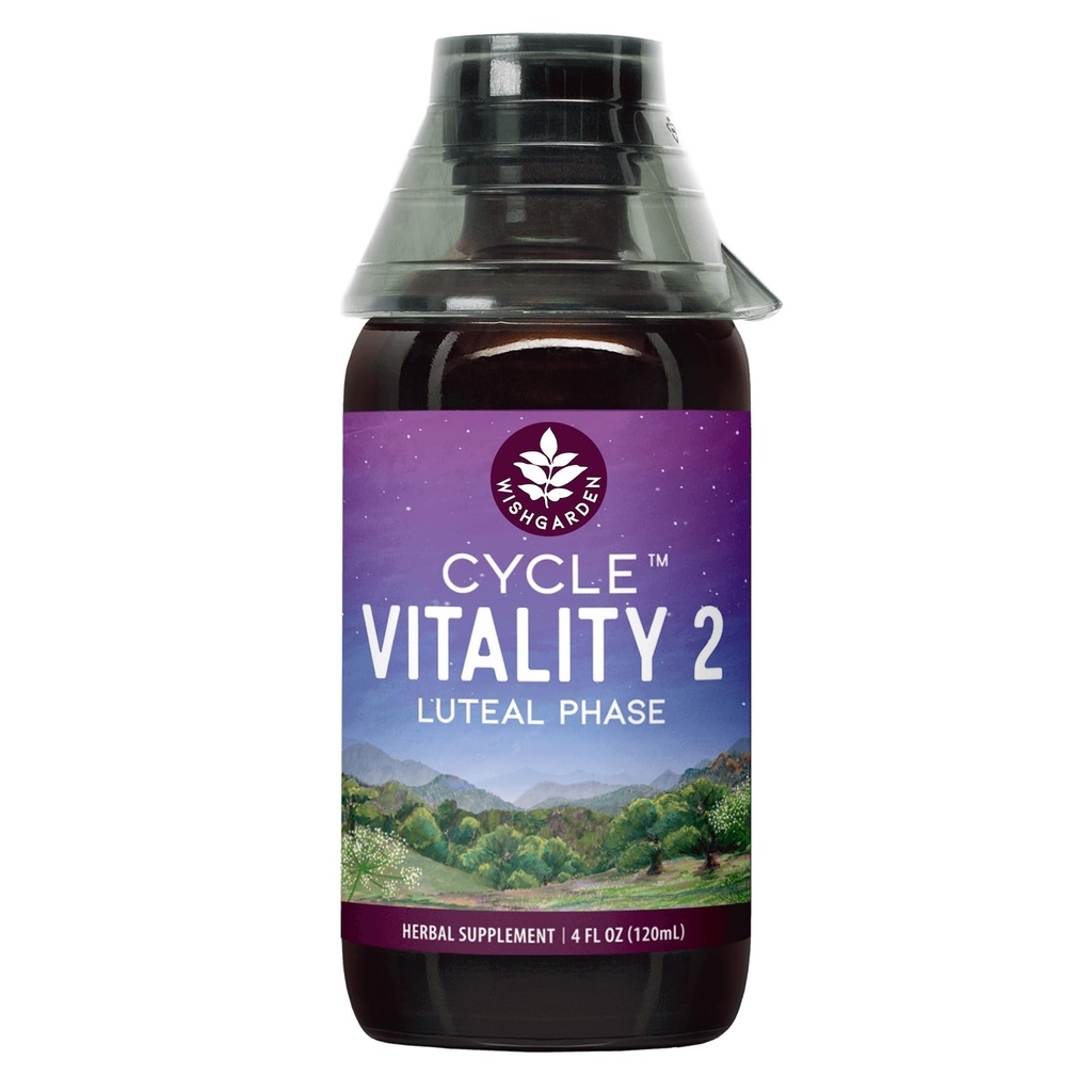 WishGarden Kräuter Cycle Vitality 2 Luteal Phase - Pflanzenbasierte Progesterone Ergänzung mit Wild Yam & Vitex Chasteberry unterstützt gesunde Menstrual Cycles, Fertility & Healthy Progesterone Levels, 4oz